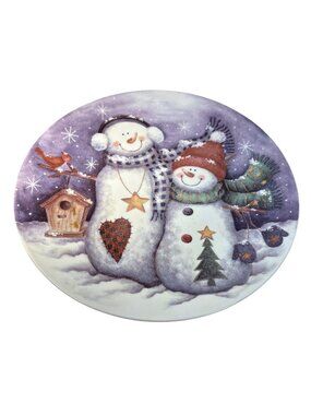 Snowman Decorative Plate 10.75" Winter Scene Holiday Decor